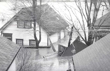 Flooded homes along Front Street, London