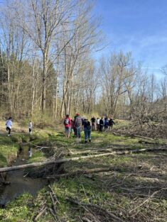 A group of hikers on a trail