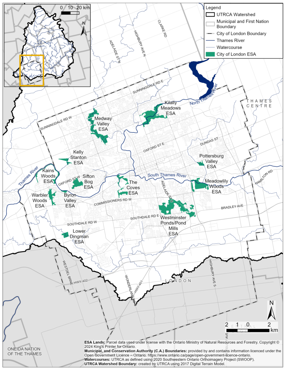 London ESAs Jan 2025 Map of Environmentally Significant Areas in London Ontario