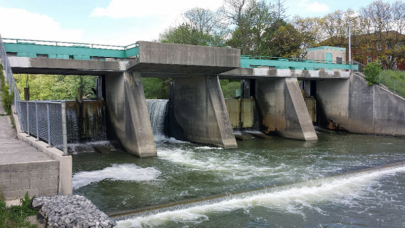 Concrete dam across a small river