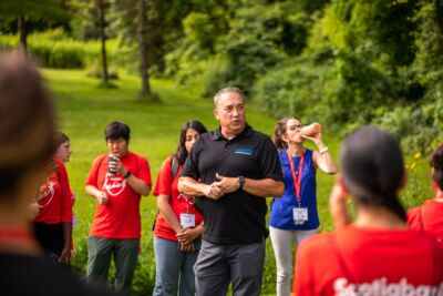 UTRCA staff speaks to students along Medway Creek