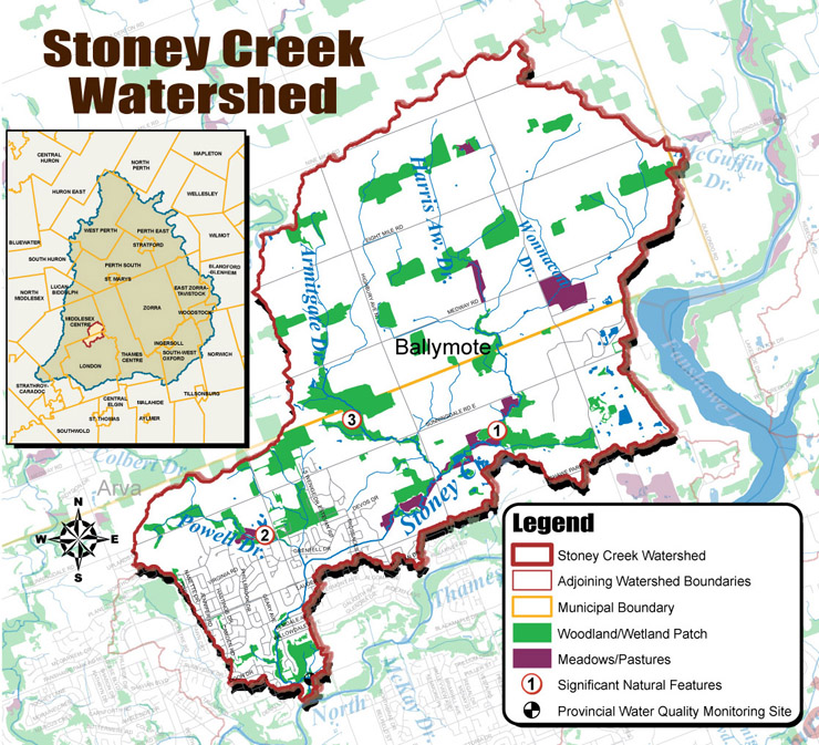 Stoney Creek watershed map